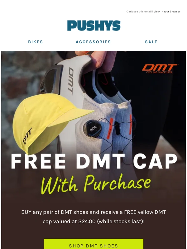 Pushys - Free cap with every DMT shoe order ?