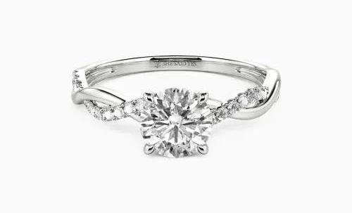 "Be Full Of Tenderness" 0.8ct Round Cut Side Stone Replica Engagement Ring