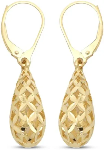 14K Yellow Gold Italian Brilliance Diamond-Cut Drop Earrings