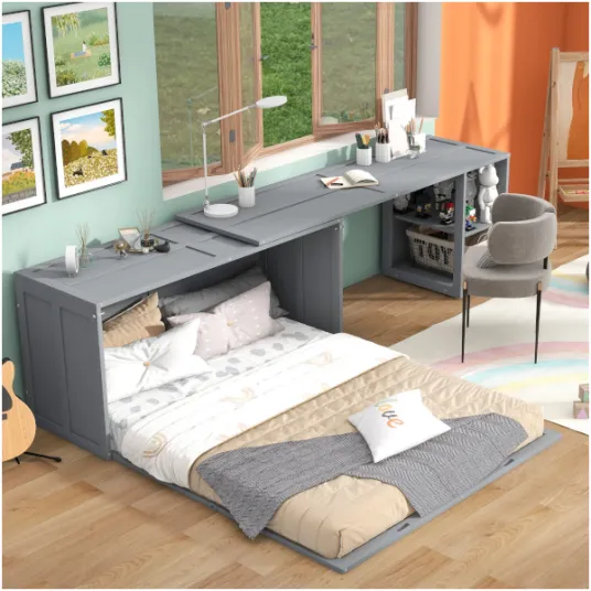 Euroco queen size Murphey bed with rotatable desk and shelf