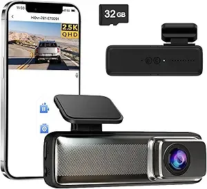 SEW PEUNRY Dash Cam 2.5K QHD 1440P Front Dash Camera for Cars with 32GB Card, Built-in WiFi, Night Vision, 24H Parking Mode, WDR, G-Sensor & Loop Recording, Supports 256GB Max