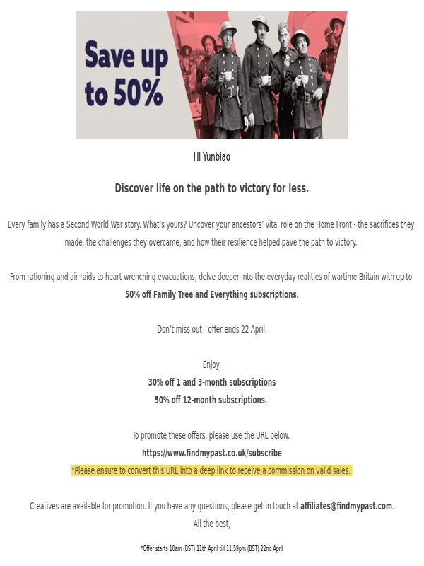Find My Past - Fwd: Up to 50% Off Selected Subscriptions