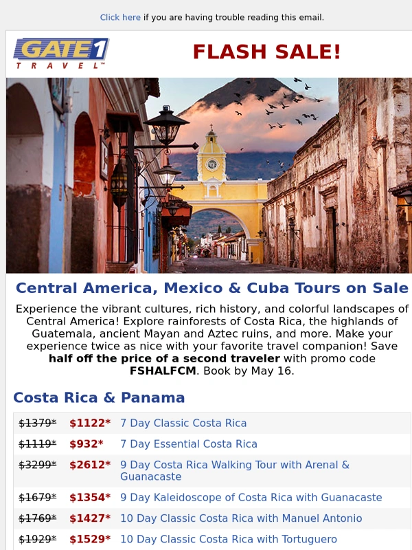 Gate 1 Travel - Central America Tours on Sale | Half Off for Second Traveler