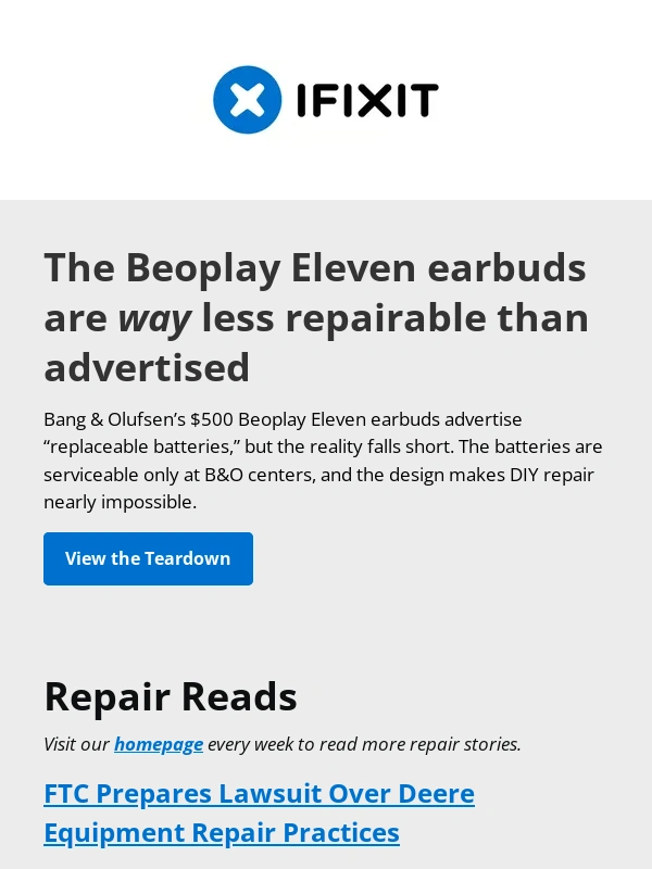 iFixit - Did Bang & Olufsen finally make repairable earbuds?