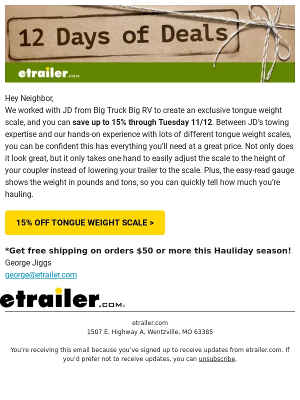 etrailer.com - Deal #4! 15% Savings on Adjustable Tongue Scale