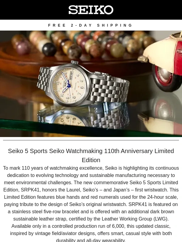 Seiko Watch - Celebrate 110 Years of Seiko Watchmaking with Seiko 5 Sports