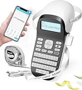Label Maker Machine with Tape – Portable Inkless Label Printer with Keyboard & Bluetooth, Handheld Sticker Printer for Office, Home & School Organization, Lightweight, Qwerty Keyboard One-Touch Keys