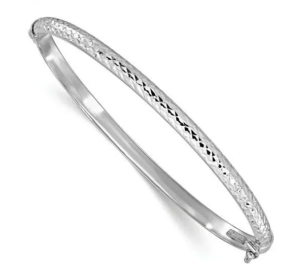 14K Gold Diamond Cut 4mm Hinged Bangle