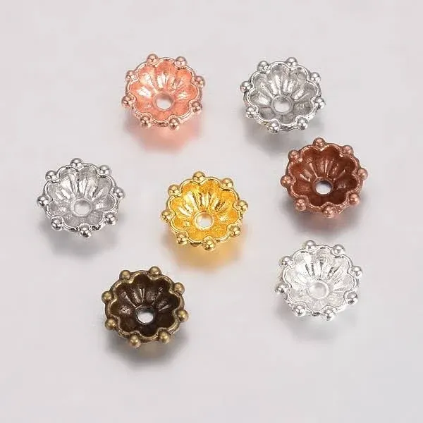 Honeyhandy Alloy Fancy Bead Caps Multi-Petal Flower
