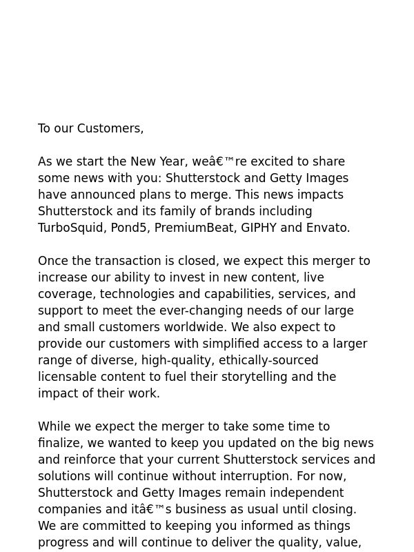 Shutterstock - An Important Message for our Customers