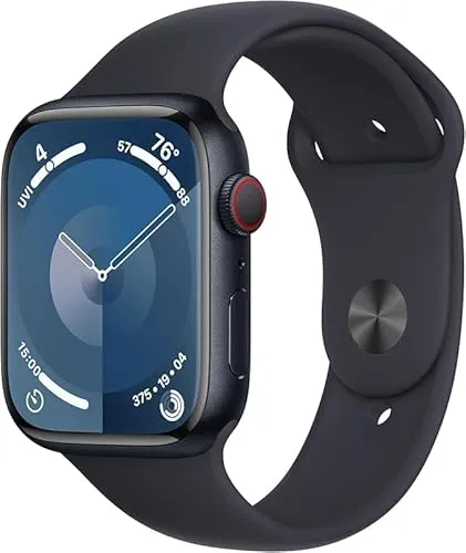 Apple Watch Series 9 (GPS + Cellular 45mm) Midnight Aluminum Case with Midnight Sport Band M/L…
