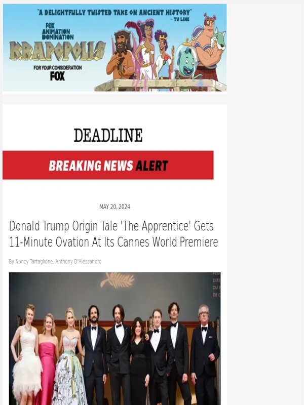 Hulu - Donald Trump Origin Tale 'The Apprentice' Gets 11-Minute Ovation At Its Cannes World Premiere