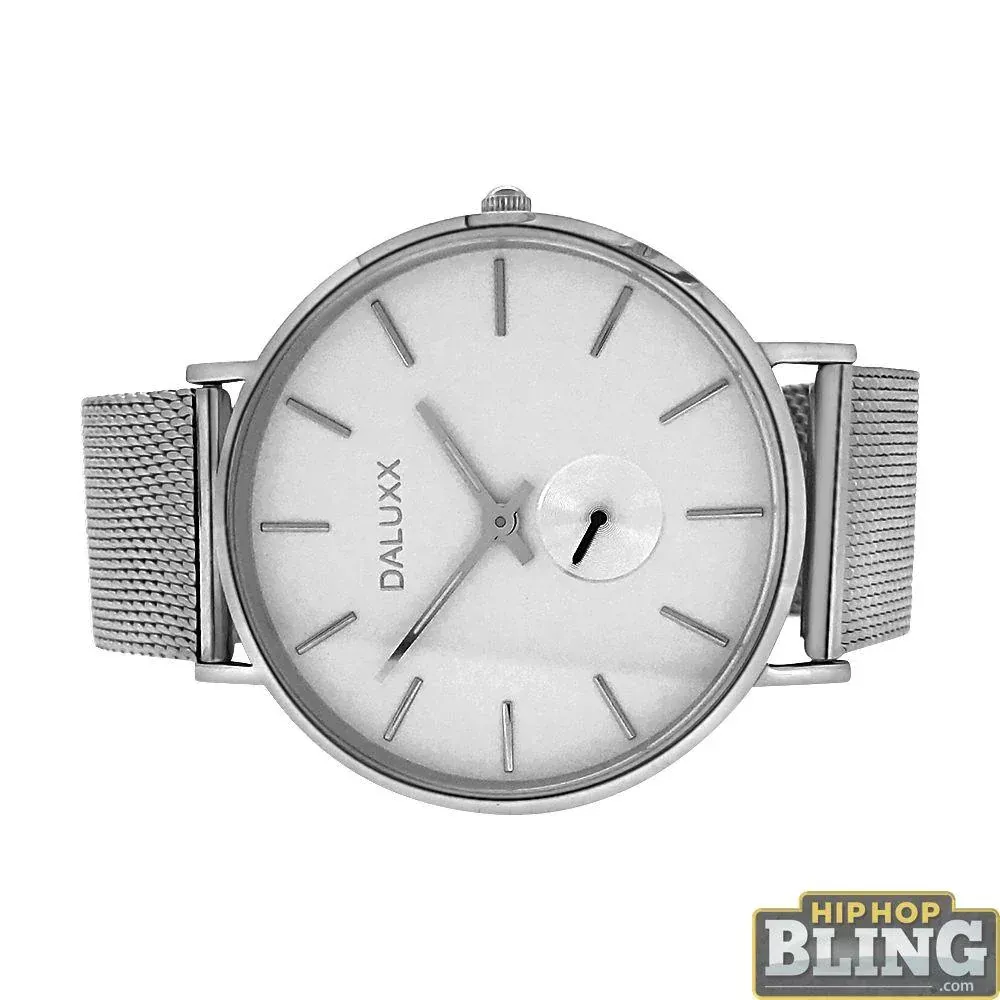HipHopBling Subdial Steel Mesh Watch White Dial