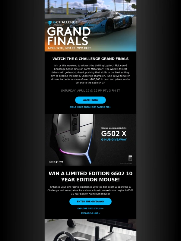 Logitech G - ?Watch the fastest drivers compete for $100,000+ in cash and prizes
