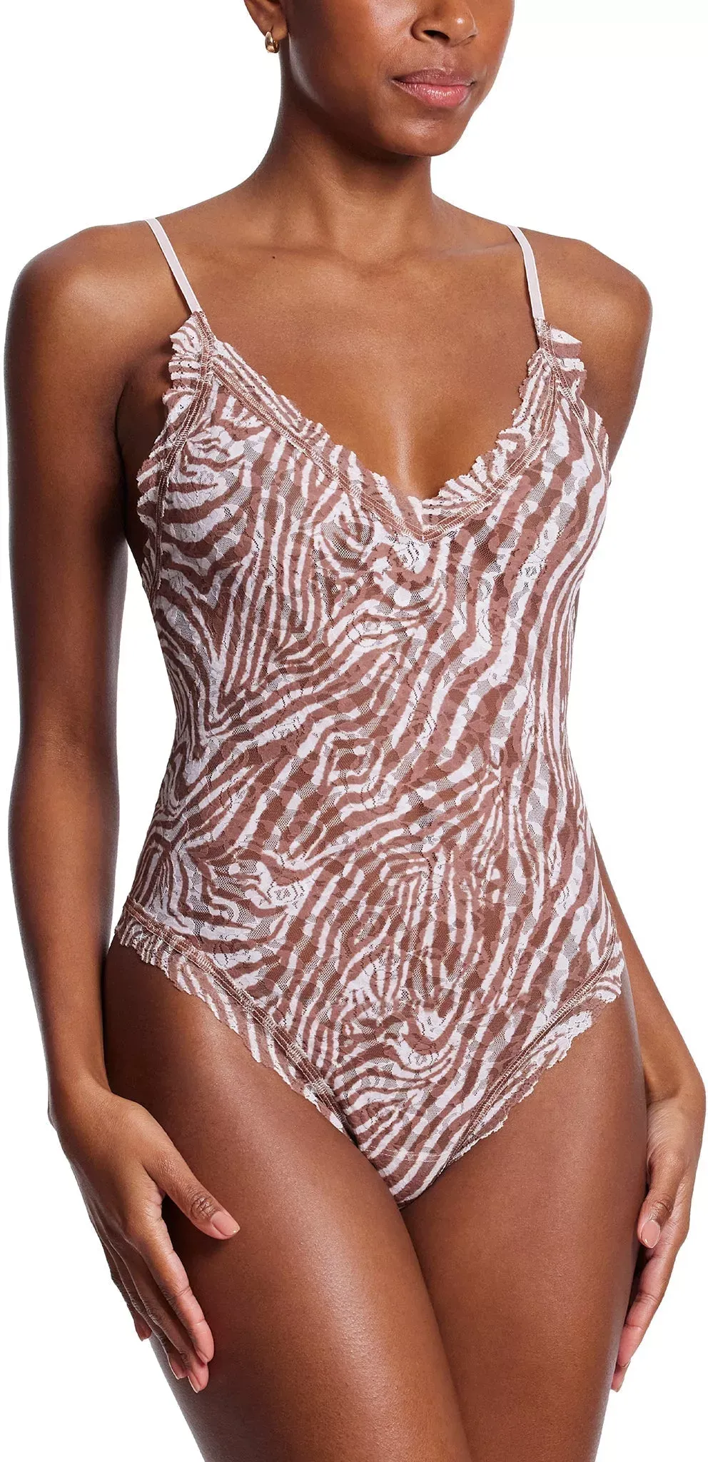 Hanky Panky Women's Printed Signature Lace Thong Back Bodysuit - Hide And Seek, L