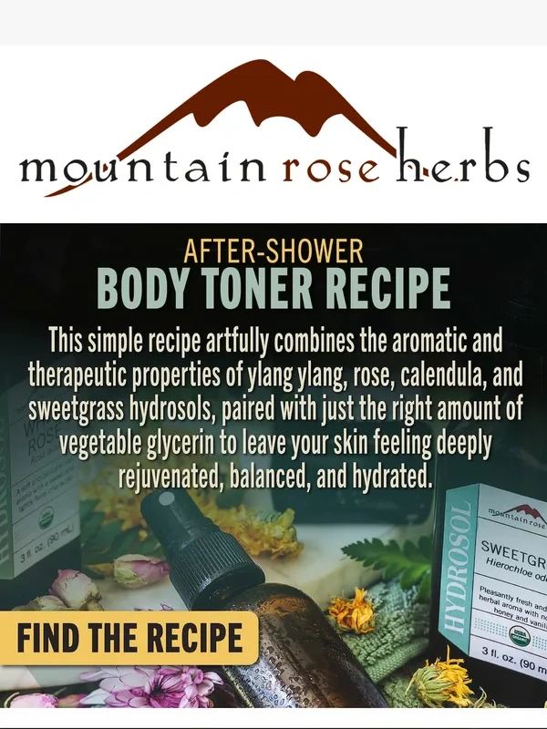 Mountain Rose Herbs - Herbal After-Shower Body Toner Recipe