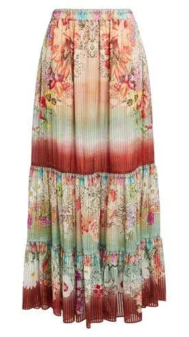 Etro Women's Floral Print Metallic Silk Maxi Skirt
