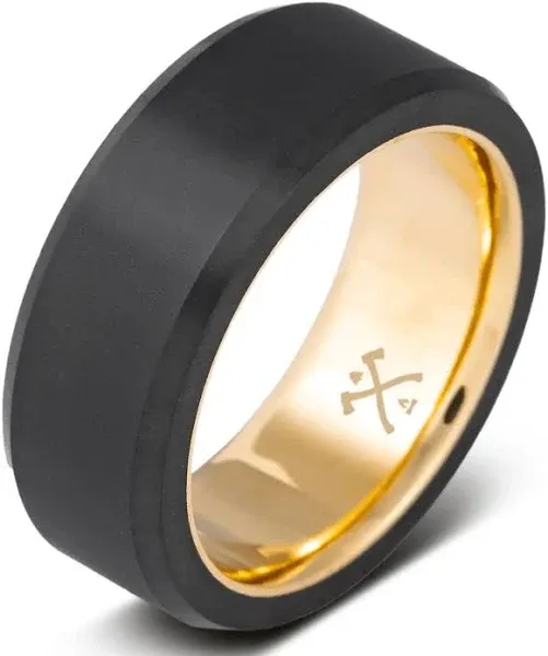 Black Diamond / Gold Men's Wedding Band