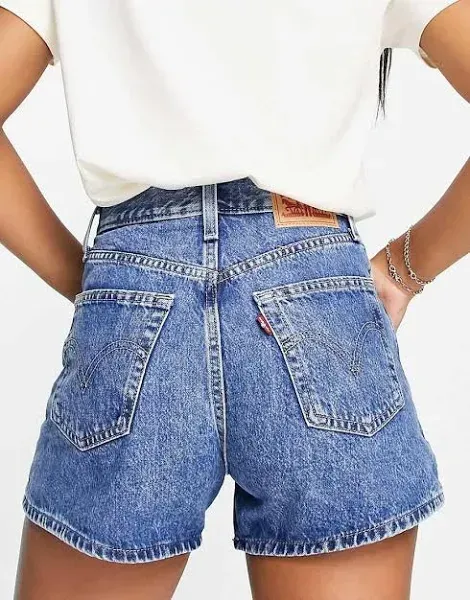 Levi's High Waisted Mom Short Femme bleu