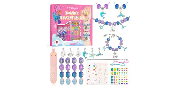 Kids Toys Bracelet Making Kit, Kid Make Up Kits for Kid Age 4-12 Jewelry Beads Toy Set, Preschool Toddler Girls Makeup Charms Set, Arts and Crafts for 4 5 6 7 8 9 10 11 12 Years Old Girl Birthday Gift