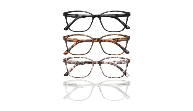 Przene 4 Pack Blue Light Blocking Reading Glasses,Square Cat Eye Readers for Women Men with Spring Hinge 2.75