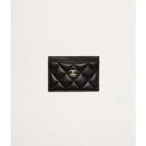 Chanel Classic Card Holder Grained Calfskin & Gold-Tone Metal Black