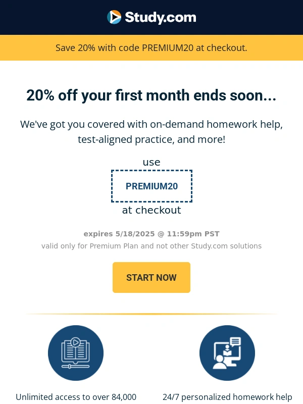 Study.com - Redeem your offer before it's too late ⏲️