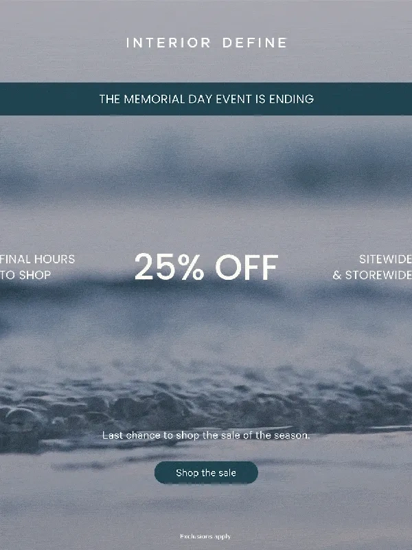 Interior Define - 25% Off Sitewide Ends TONIGHT
