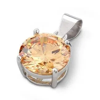 Sterling Silver CZ Round Pendant
