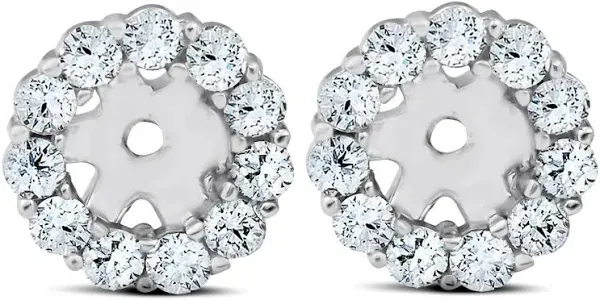 Pompeii3 Women's 14K White Gold 3/8ct Halo Diamond Stud Earring Jacket