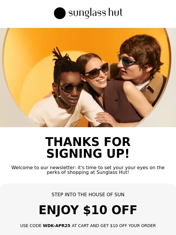 Sunglass Hut - $10 off | Find your perfect shades