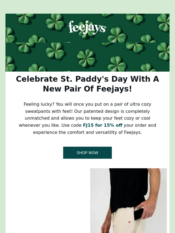 Feejays - Strike gold this St. Paddy's day and grab a new pair of Feejays! Use code FJ15 for 15% off your order!
