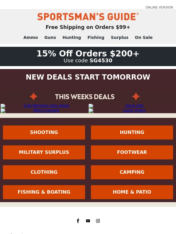 Sportsmans Guide - Exclusive Deals Here Today,Gone Tomorrow | Up to 70% Off