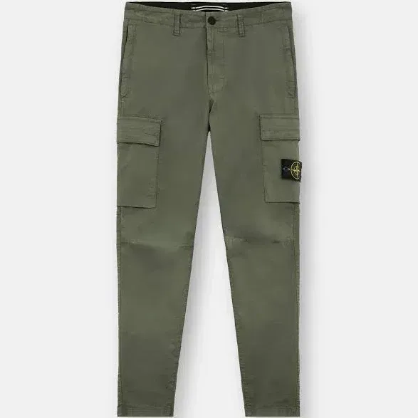 Stretch Cotton Cargo Trousers In Navy Blue