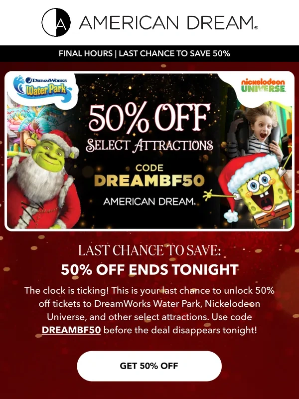 Nickelodeon Universe - FINAL HOURS ⌛ 50% OFF Ends Tonight!