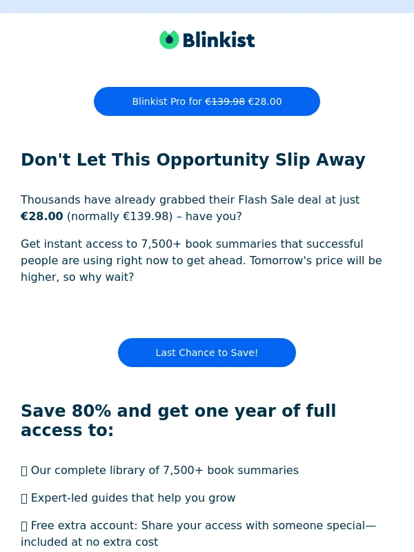 Blinkist - ? Oh No!Like Black friday 80% Off,but now