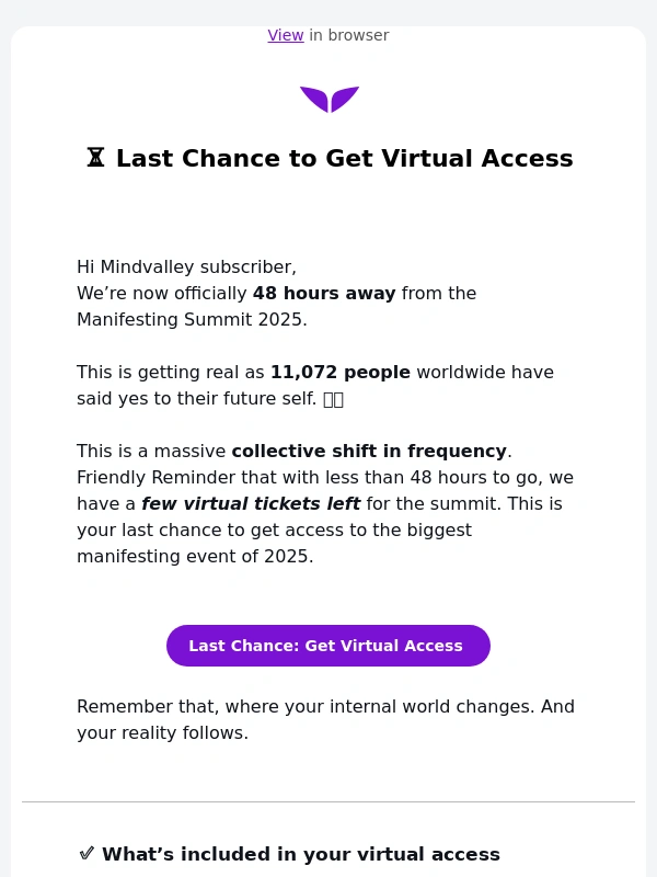 Mindvalley - ⏳2 Days To Go: Manifesting Summit starts Saturday