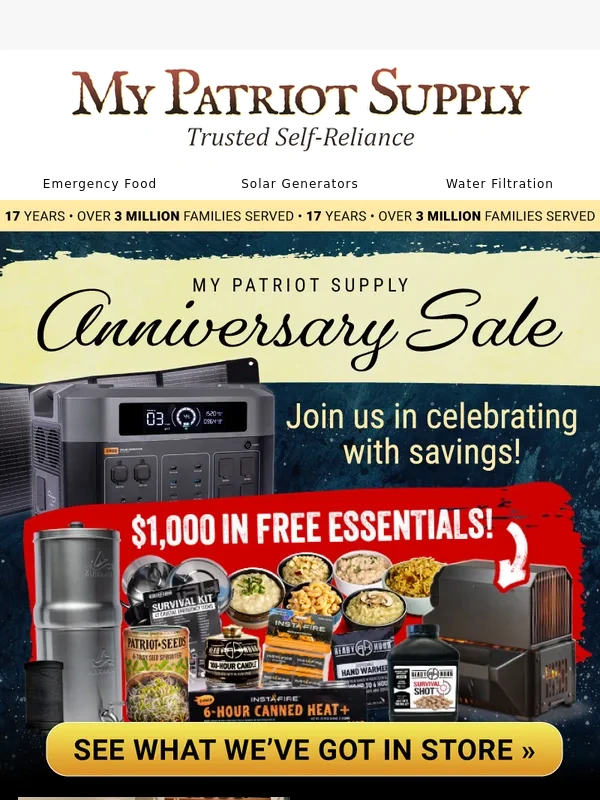 My Patriot Supply - $1,000 SAVINGS! Special offer inside… ?