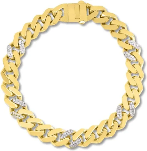 Jared Men's 10K Yellow Gold 7/8 Ct tw Round Diamond Curb Bracelet