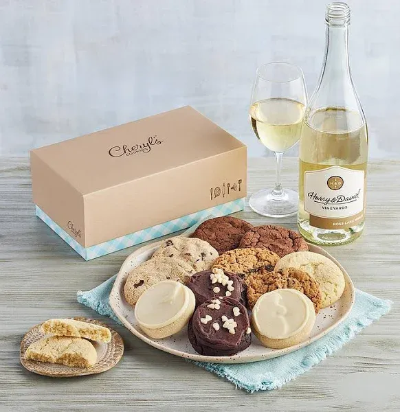 Harry & David White Wine and Cheryl's Cookies Box