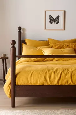 Anthropologie Washed Linen Duvet Cover - Ochre, Queen
