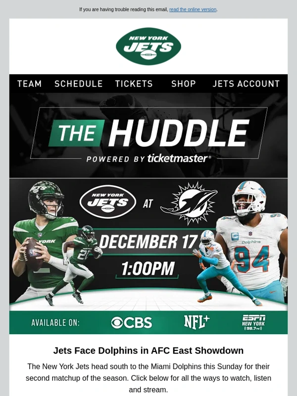 New York Jets - The Huddle: Jets Take On Dolphins in Rematch