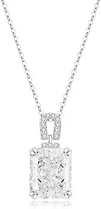PurpleMoon Silver Necklace for Women, 18k White Gold Plated April Birthstone Diamond Crystal Pendant, Elegant Jewelry Gift for Birthday, Valentines Day, Christmas