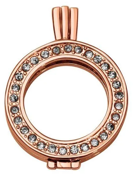 Quiges Eligo Rose Gold CZ Round Coin Pendant