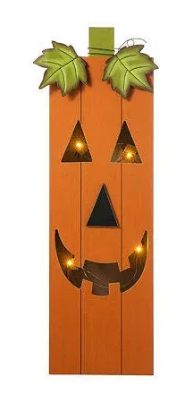 Glitzhome Lighted Halloween Wooden Pumpkin Porch Decor