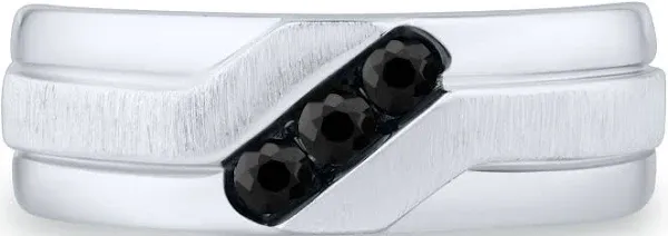 10K White Gold 1/3 ct. tw. Black Diamond Three-Stone Ring