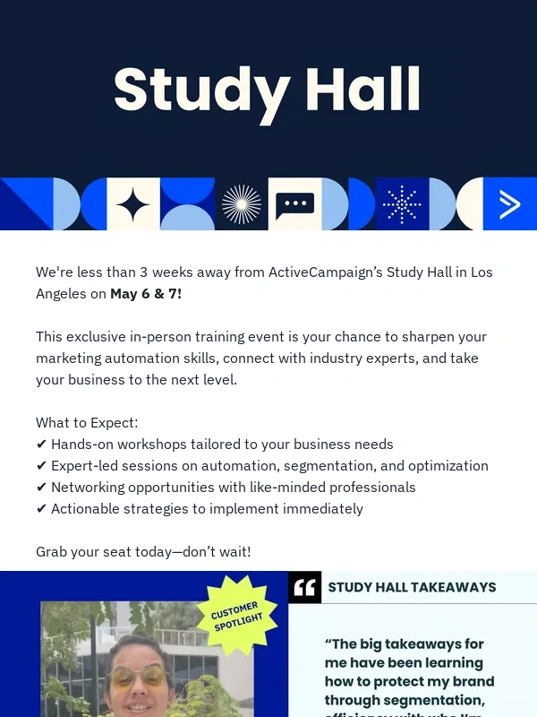 ActiveCampaign - ? We’re heading to LA! Join Study Hall this May