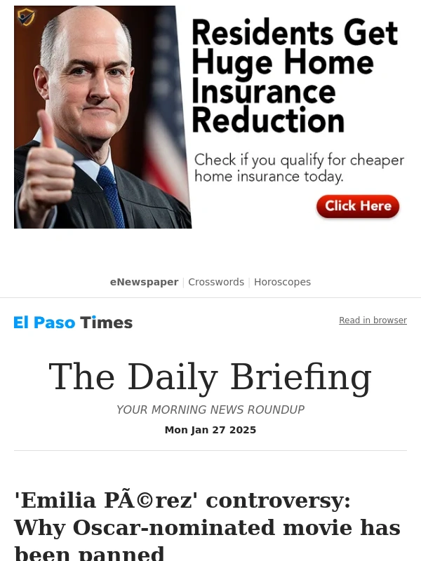 El Paso Times - Daily Briefing: 'Emilia Pérez' controversy: Why Oscar-nominated movie has been panned