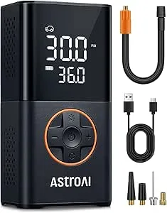 $19.99 AstroAI L7 Tire Inflator Portable Air Compressor Cordless Bike Pump with Digital Display, 150 PSI Car Tires Pump with LED Lights Air Pump for Cars, Motorcycles, Bikes,