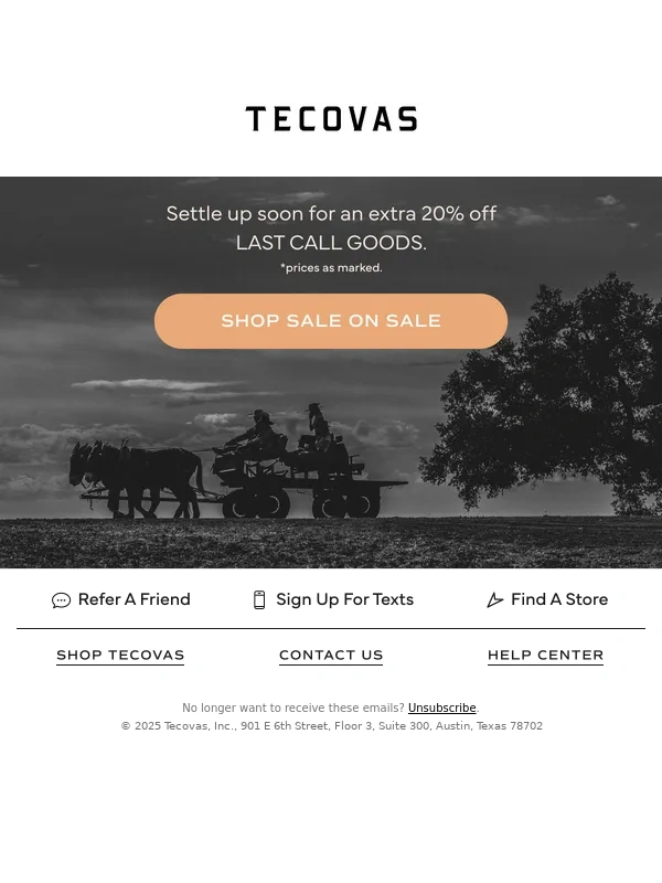 Tecovas - 20% off for military and vets